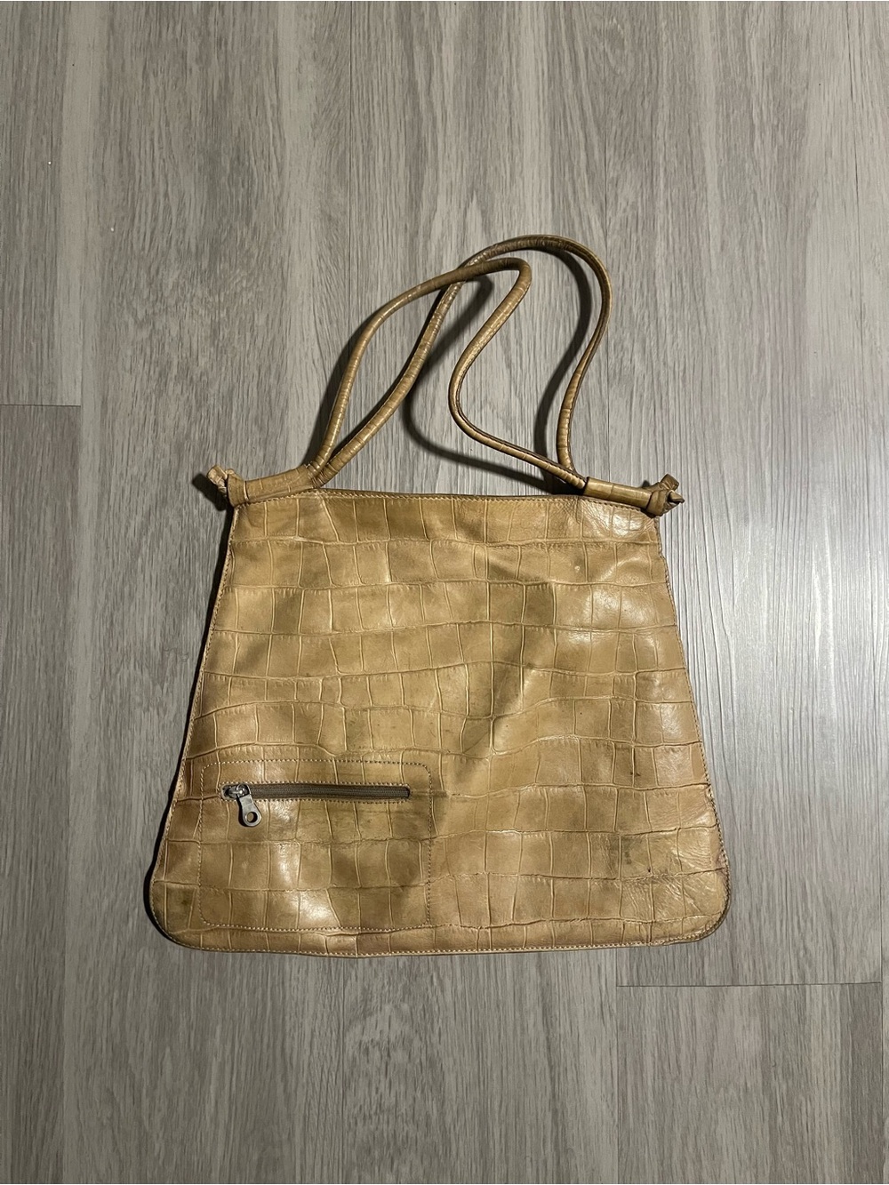 Tan Croc-Embossed Christopher Kon Leather Shoulder Bag